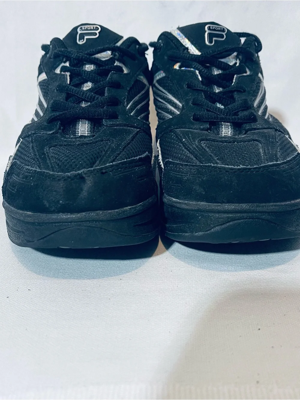 Fila Women’s Black Walk-N-Sculpt Athletic Sneakers with Silver Trim